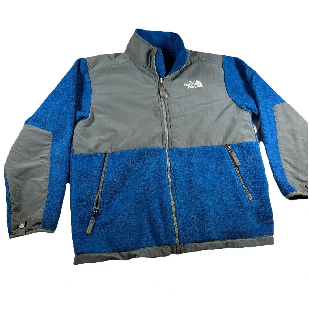 The North Face Denali Fleece Full Zip Jacket Blue Gray Boys Size Large